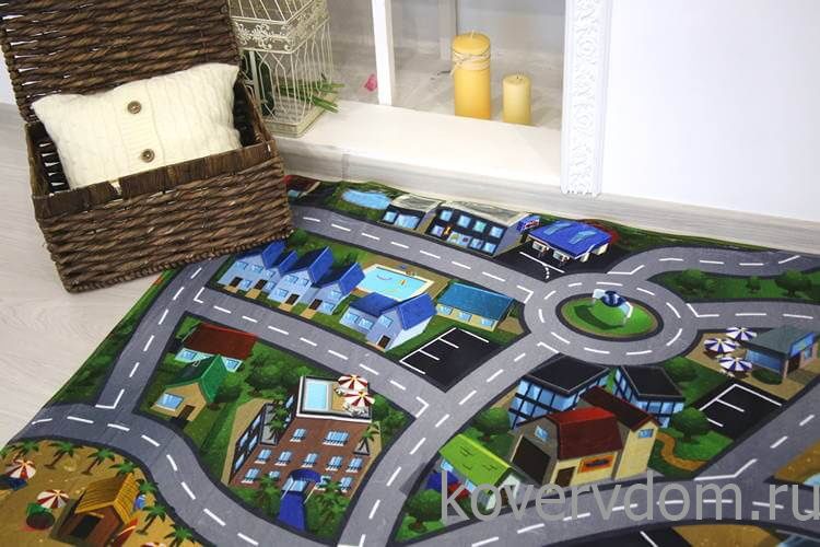Детский развивающий 3D ковер с дорогами ГОРОДОК в морской бухте 86134